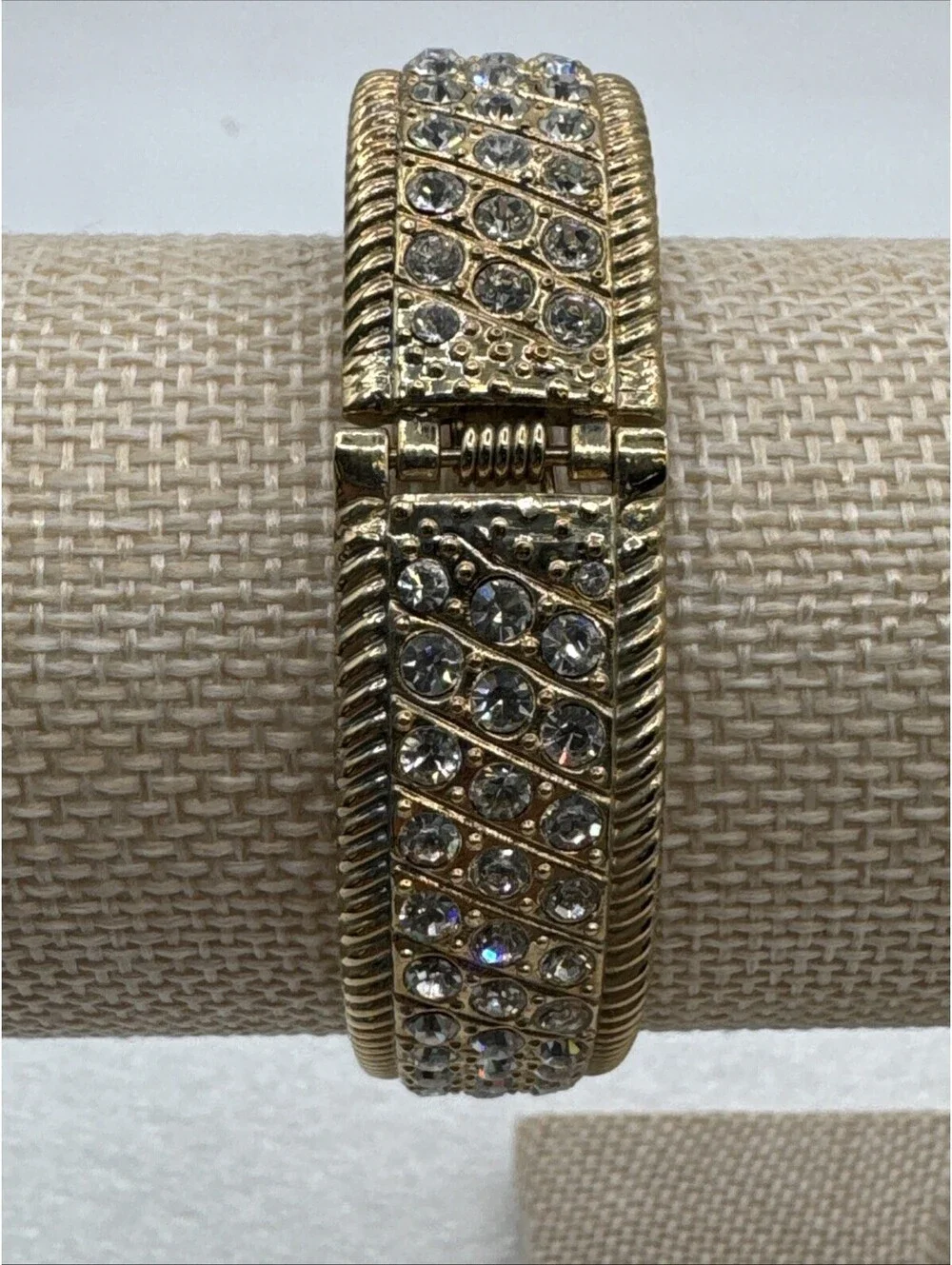 Vintage Pedre Gold Tone Bangle Watch Studded With Rhinestones New Battery W/Box